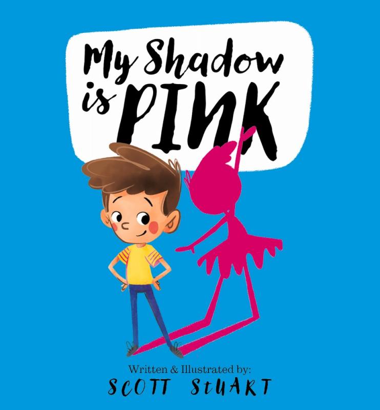 a boy wearing pants with a pink shadow wearing a skirt