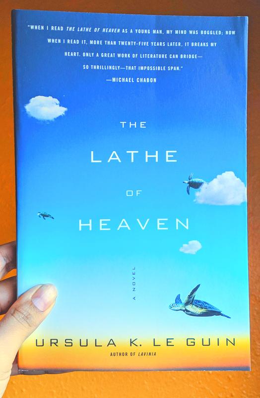 Book cover with blue sky fading into orange, filled with clouds and sea turtles floating through it.