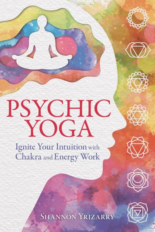 Colorful cover with images of person meditation and chakra designs