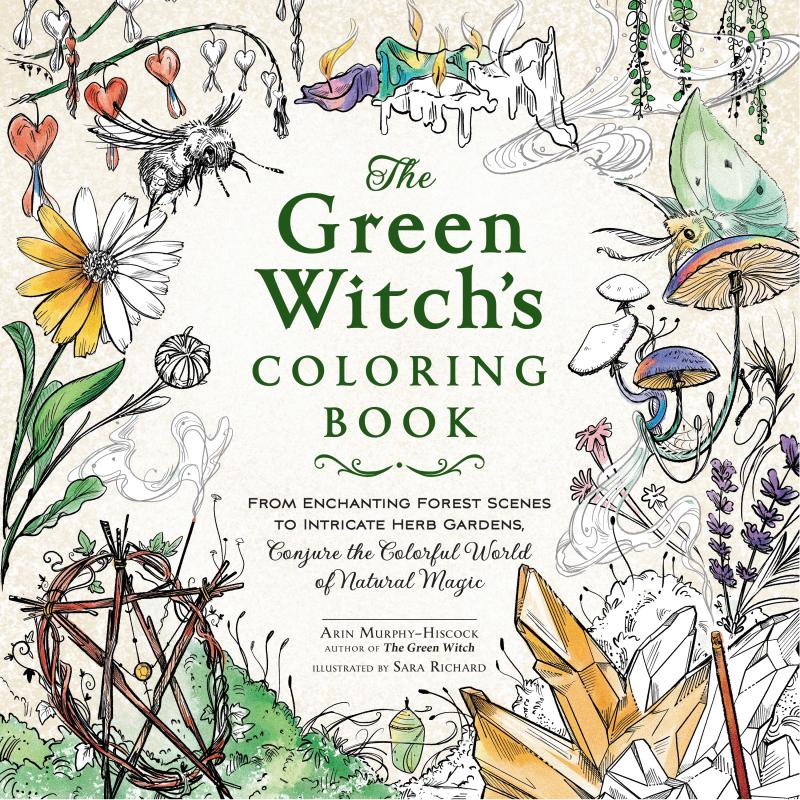 illustrations of various witchy and naturey animals, symbols, and more, around the title