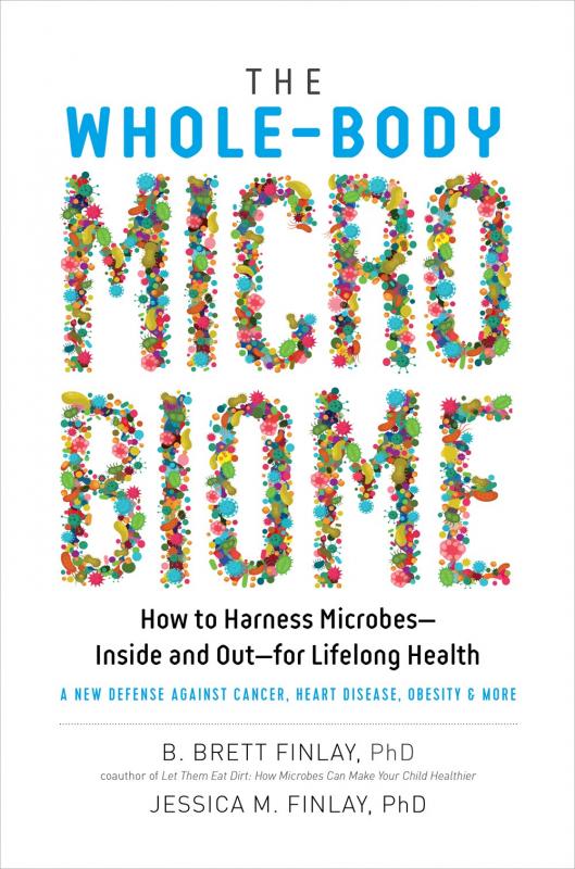 Cover with title words made up of smaller colored dots representing a microbiome