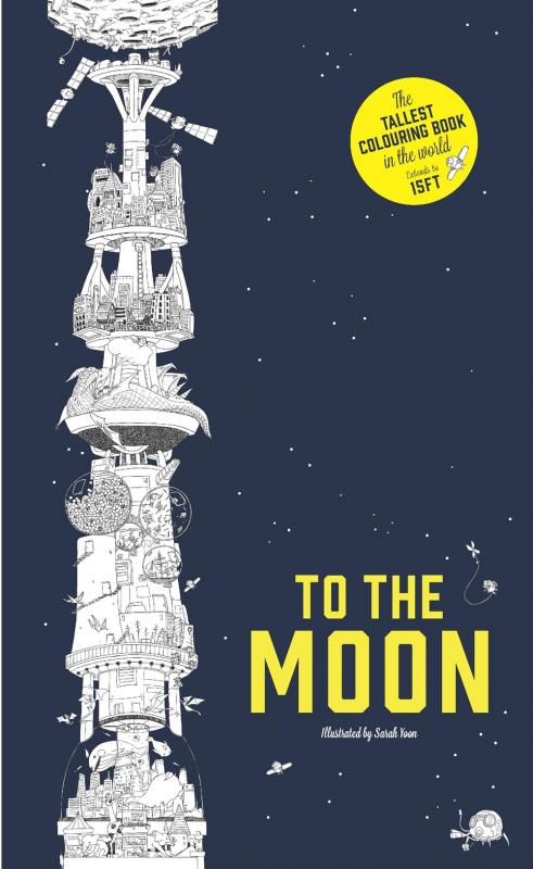 Cover with drawing of a tower reaching to the moon