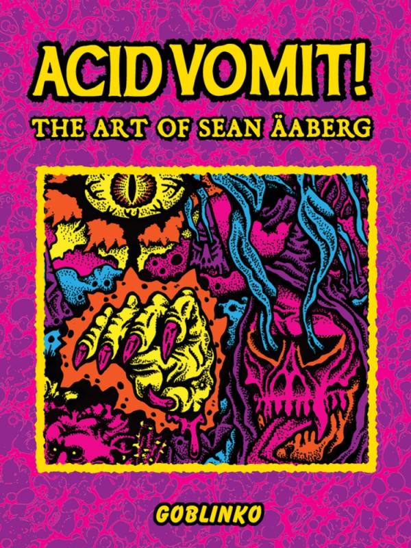 Acid pink book cover featuring neon illustration of a demon-like figure, with bright yellow text.