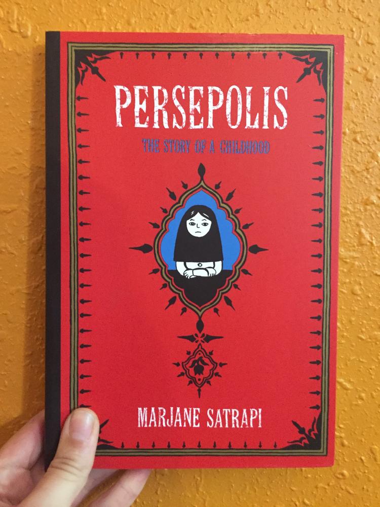 Red cover with a portrait of Marjane Satrapi as a child