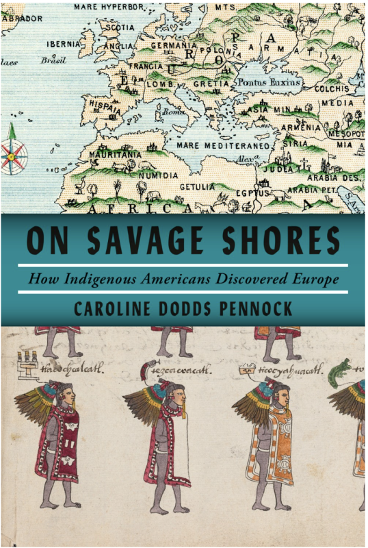 images of an old map of Europe and various Indigenous people in traditional garb