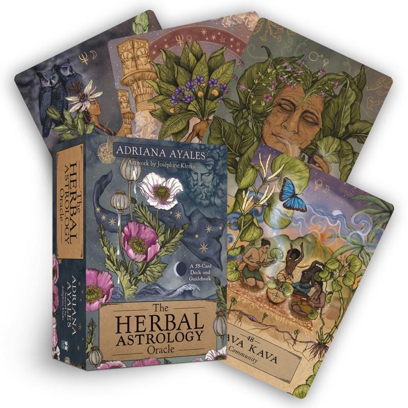 illustrated flowers and a classical-appearing face in the sky on the cover of the box