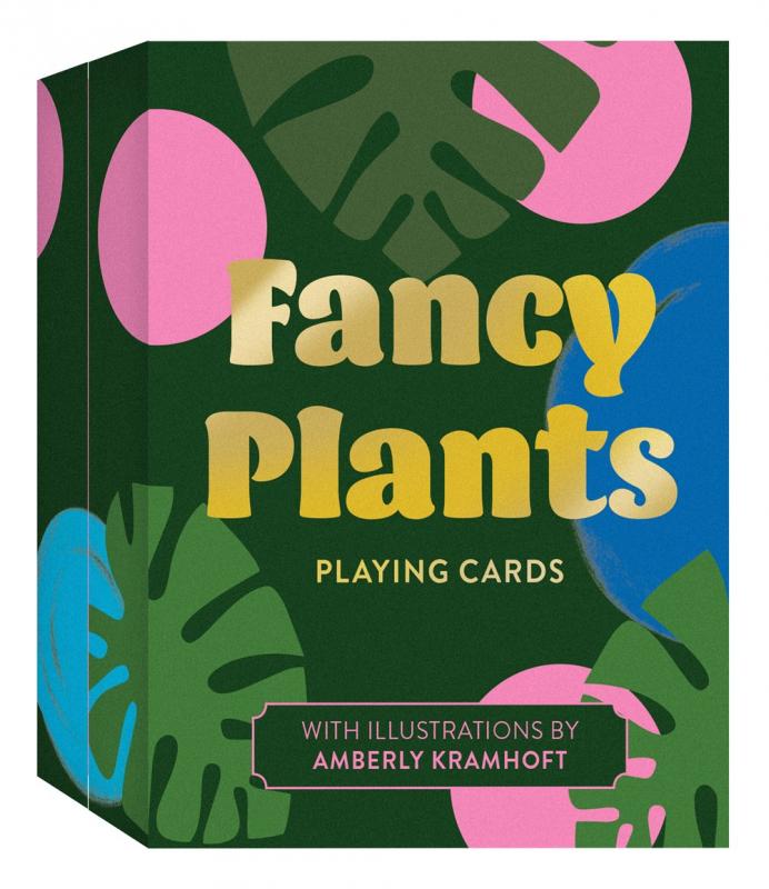 illustrated plant leaves and pink circles on the cover of the deck box