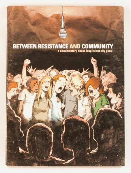 Between Resistance and Community dvd cover depicting a lot of punk kids singing