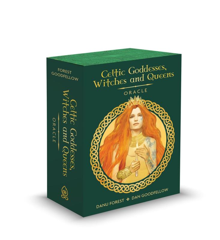 a green deck box with the image of a red-headed woman holding a candle