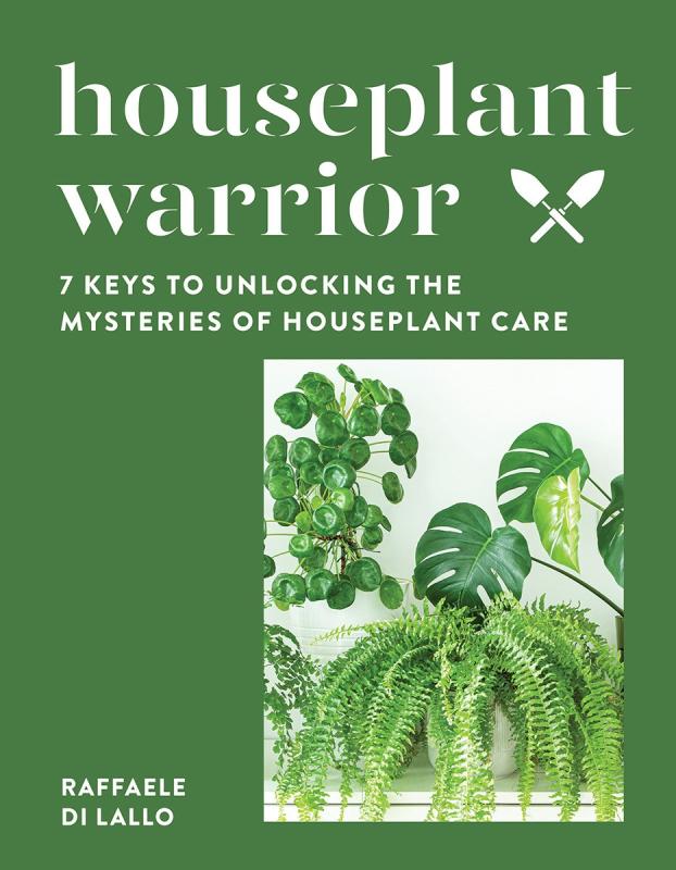 a picture of various houseplants in the bottom right corner of the cover set against a green background with white title text