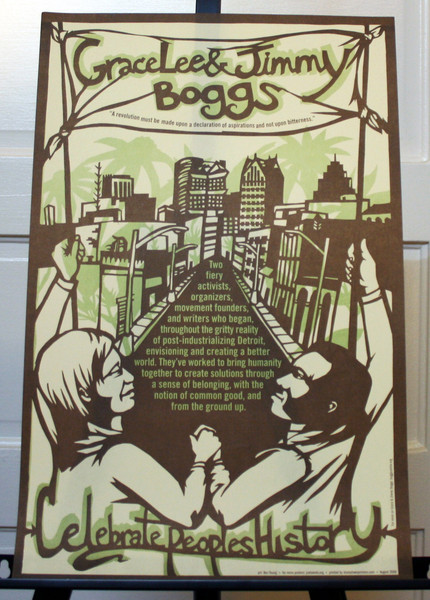 Grace Lee and Jimmy Boggs poster by bec young of justseeds