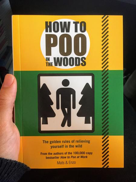 How to Poo in the Woods  by Mats and Enzo [Green and Yellow Cover with a stick person who is trying not to pee] 