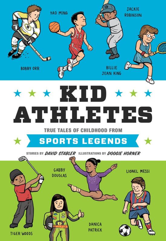 Illustrations of famous athletes as little kids.