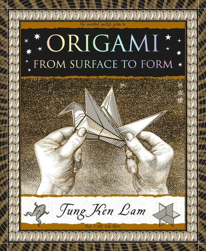 Holographic title text, below which is an image of two hands holding a completed paper crane. The cover has a border made up of star origami motifs.