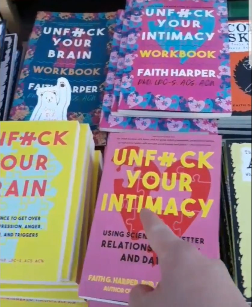 Unf*ck Your Intimacy and other Dr. Faith titles on display