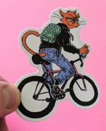 Sticker #568: Graffiti Bicycle Cat