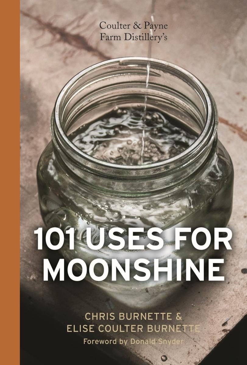 close up of a jar with clear liquid inside with bold white text