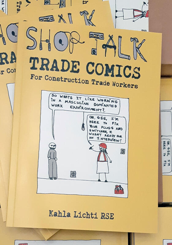 Cover of Trade Comics: For Construction Trade Workers by Kahla Lichti which just has a bunch of black lines on the white cover, forming waves