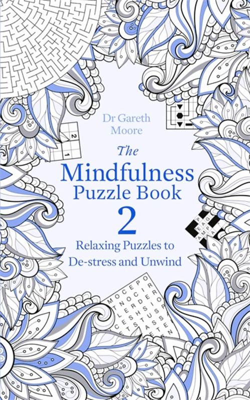 Light blue cover with drawings of puzzles