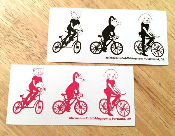 Sticker #371: Cats & Dog on Bikes image #1
