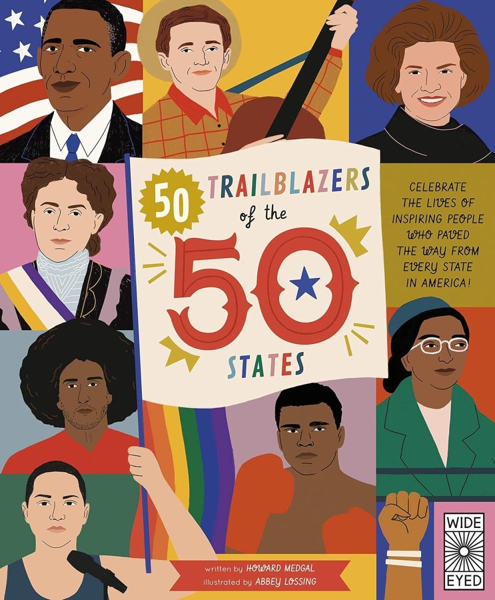 tiled pictures of different historical figures with a central banner containing the info text