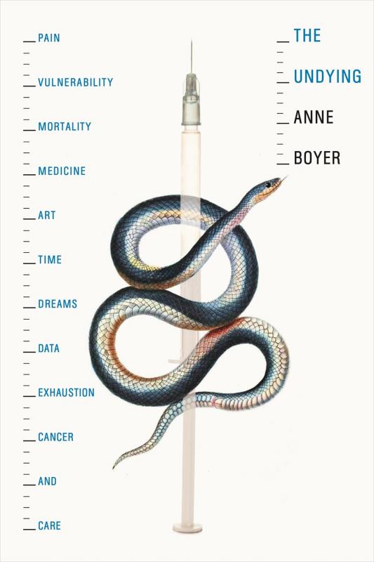 A snake crawling up a syringe 