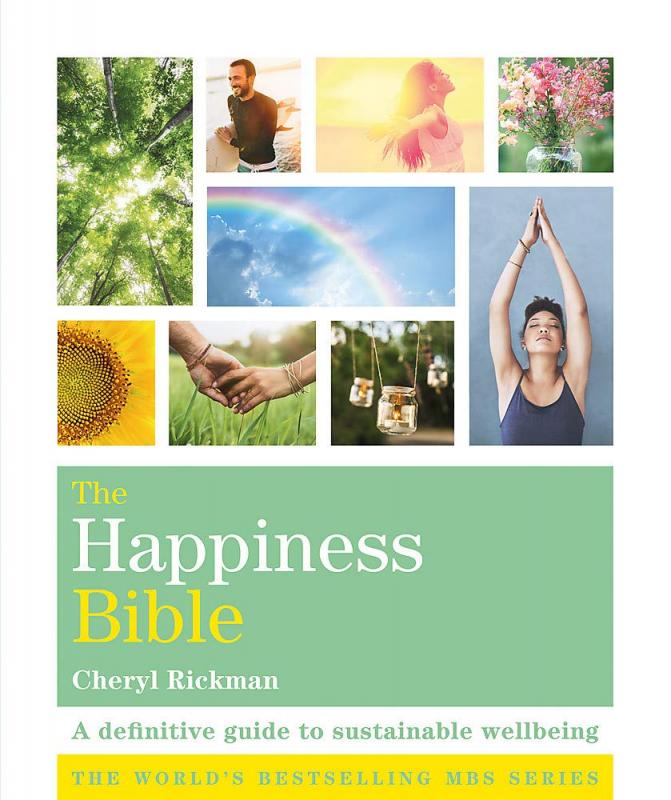 Cover with images including sunflowers, rainbow, person doing yoga.