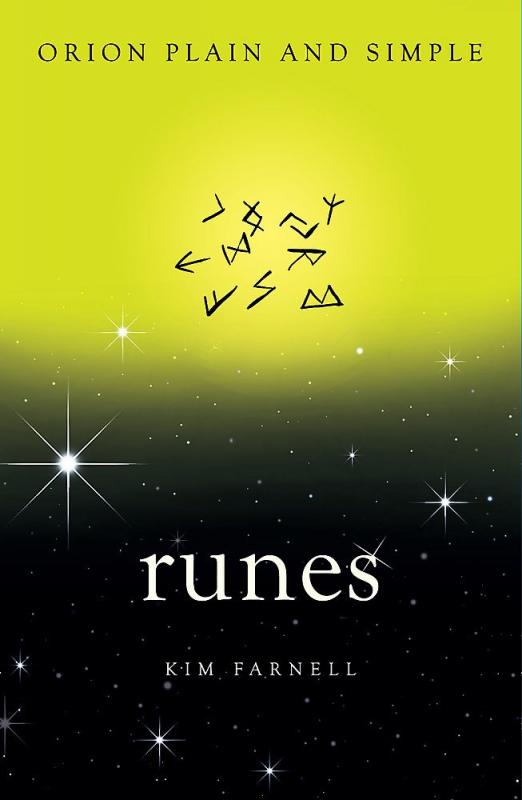 Yellow and black cover with drawing of scattered runes