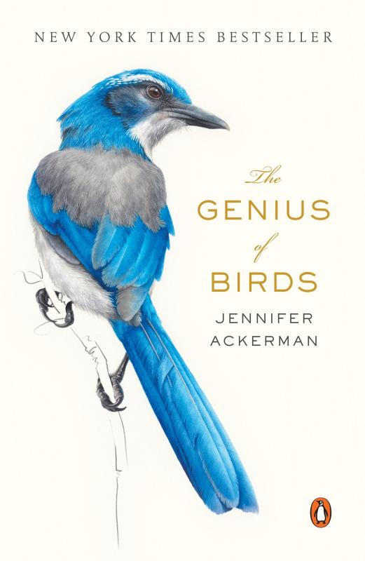White cover with yellow text and an illustration of a blue and grey bird.