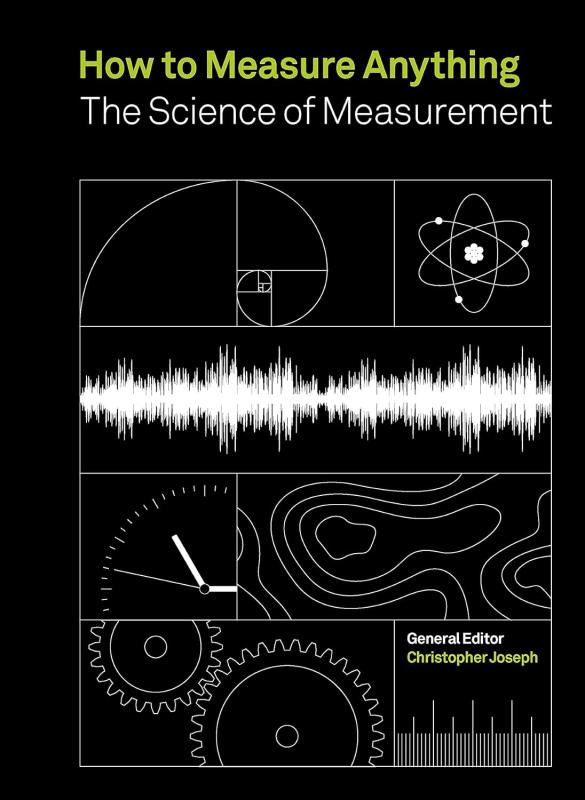 spiral, atom, wavelength, clock, topography, gears and graph motifs in white line art over white