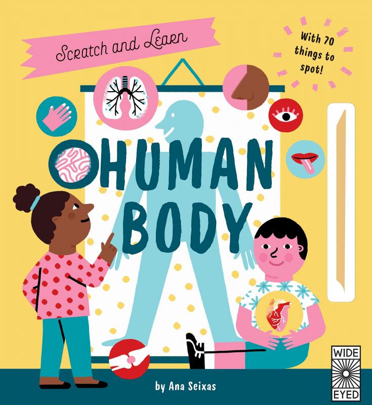 Cover with drawing of kids looking at chart of the human body