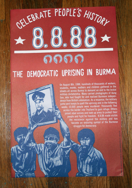8888 Democratic Uprising in Burma Celebrate People's History justseeds poster