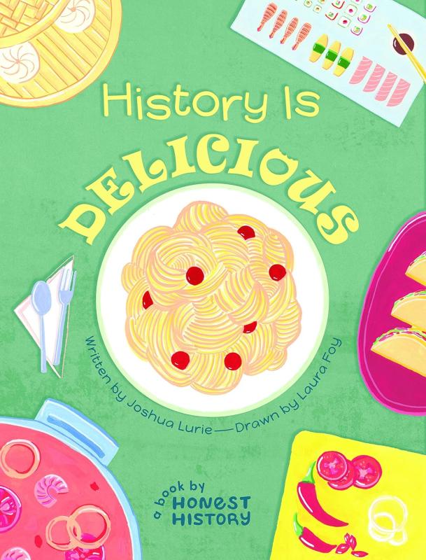 top down view of a cartoon table with foods