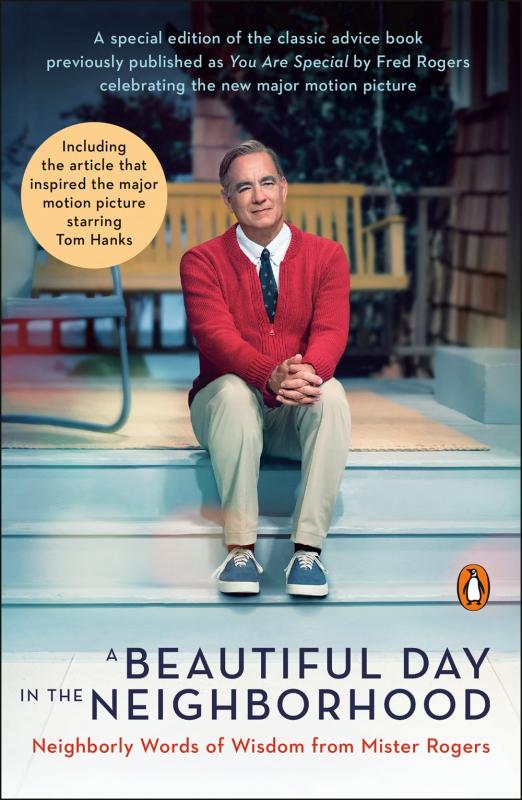Cover with photo of Tom Hanks as Mr Rogers.