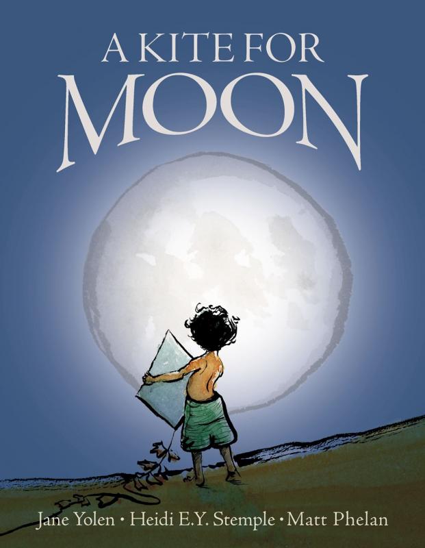 Cover with drawing of child holding a kite in front of a full moon