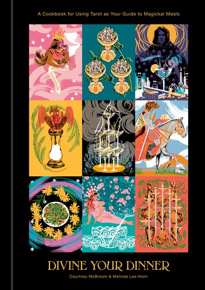 9 different colorful tarot cards