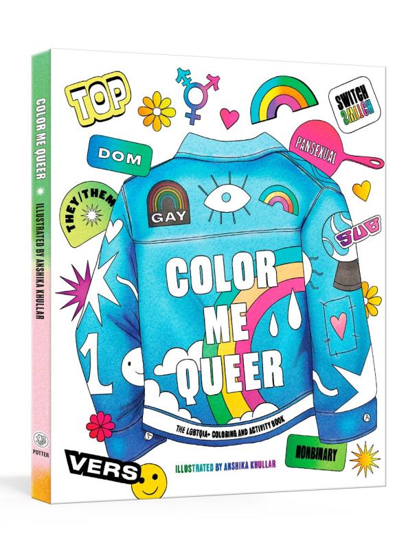 White book cover colorfully illustrated with doodles over a white background, with title depicted on back of a denim jacket.