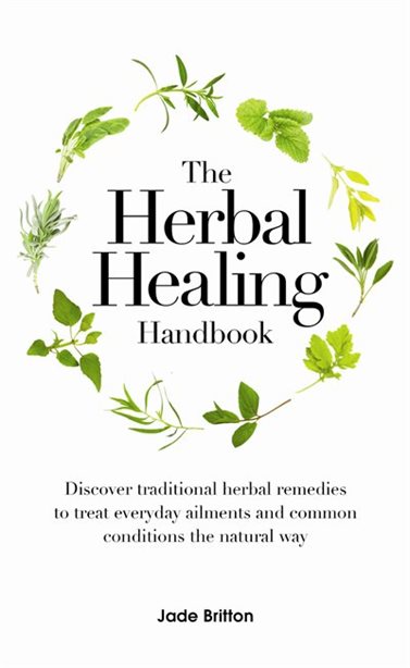 various green herbs wreathed around the title of book. 