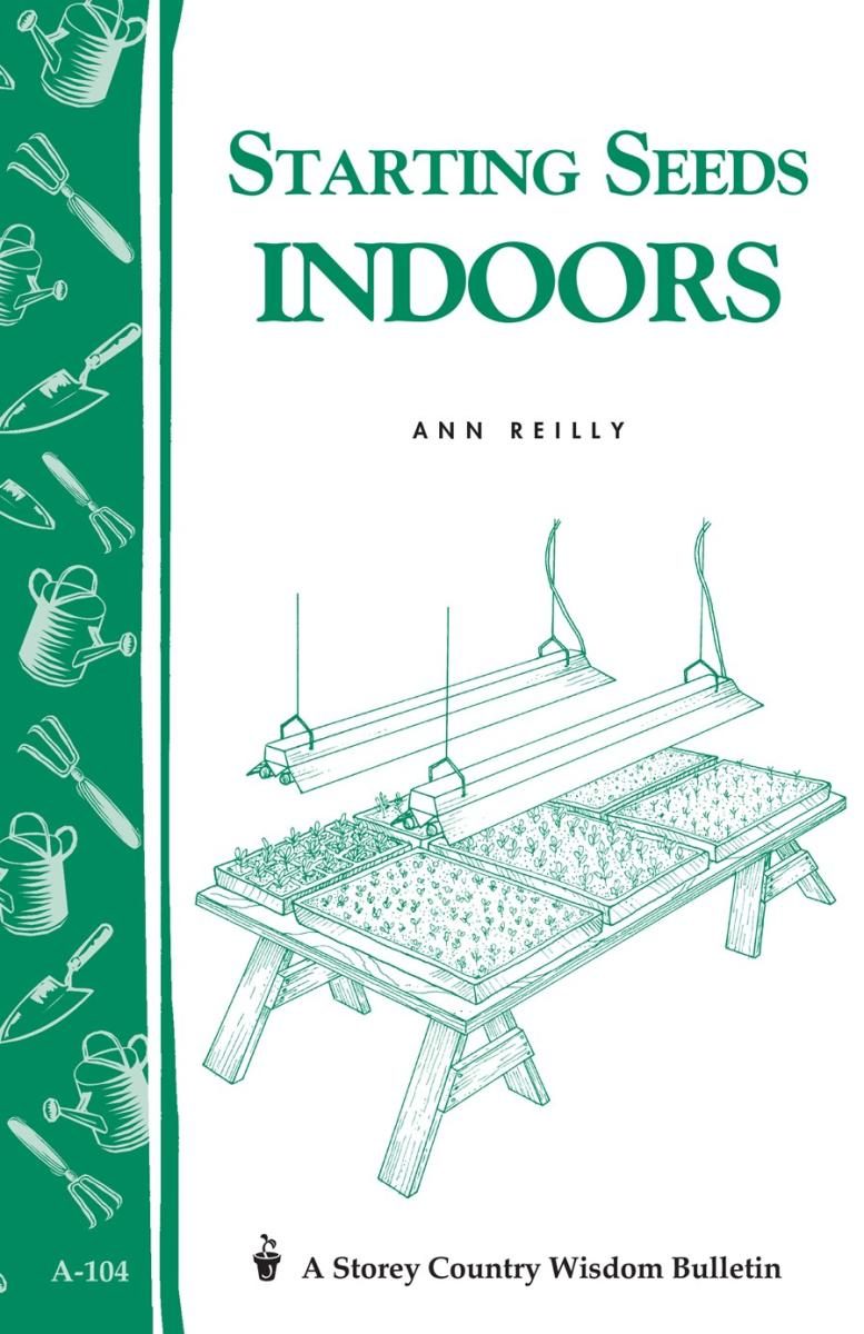 white cover with green spine and illustration of a table with seed starts