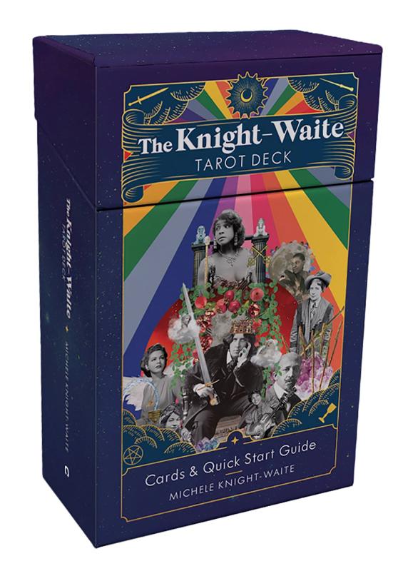 Front of deck box features black and white images of notable historical figures, including WEB du Bois, Oscar Wilde surrounded by colored motifs and rainbow background