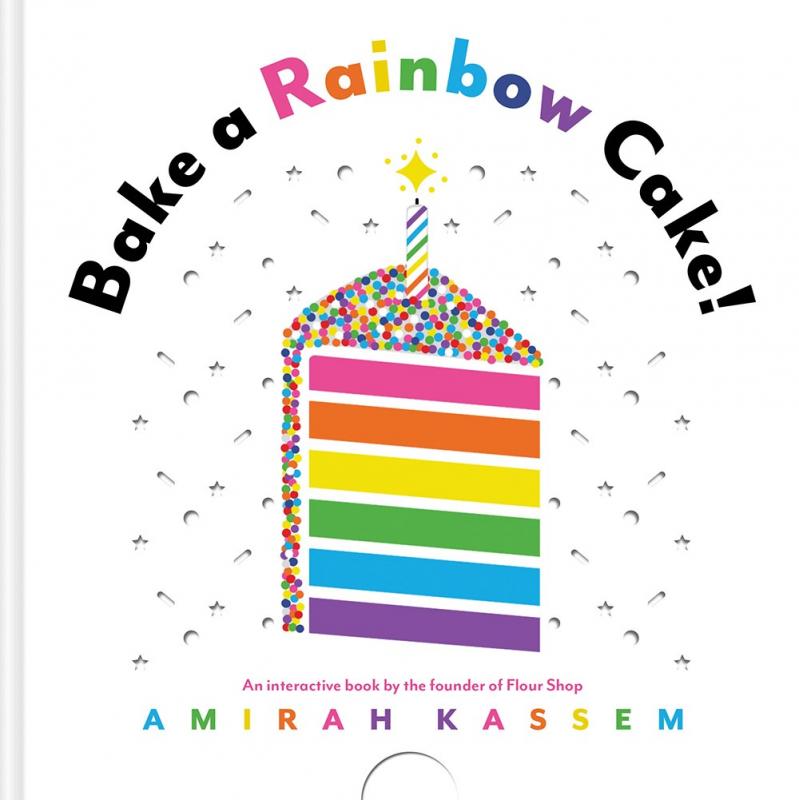 Cover with drawing of a rainbow cake