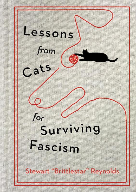 border becomes a ball of yarn next to a black cat, with the info text around it