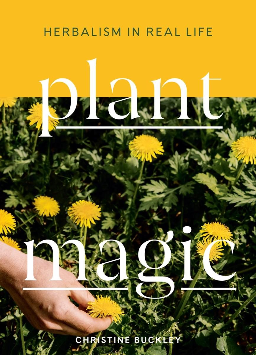 two sections, the bottom being a hand picking among a patch of dandelions, below a yellow section