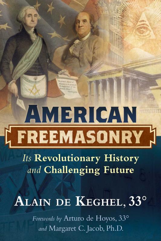 george washington and ben franklin over symbols and overlays.