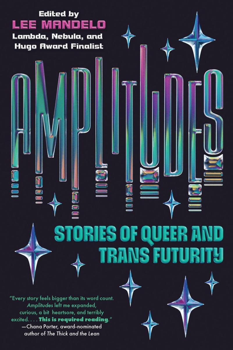 Shiny chrome colored title text with similar chrome sparkles over black