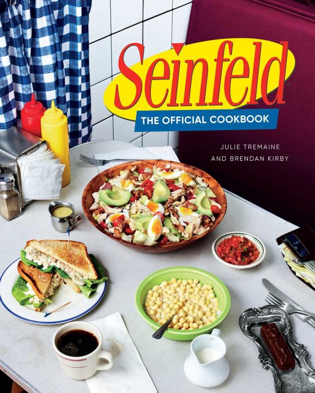 Book cover featuring Seinfeld logo and a photograph of food on a diner table.