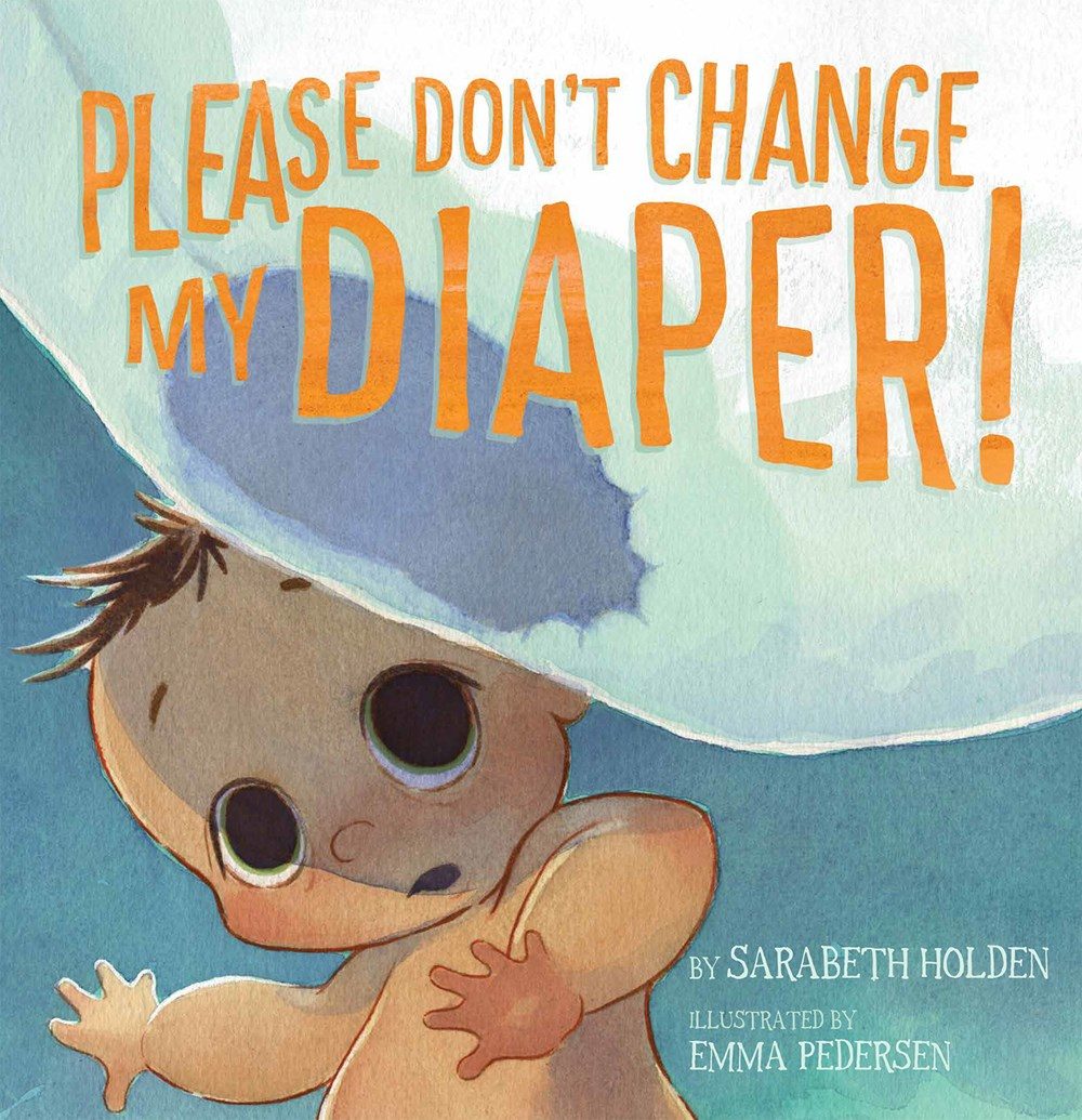 Illustration of baby under giant diaper