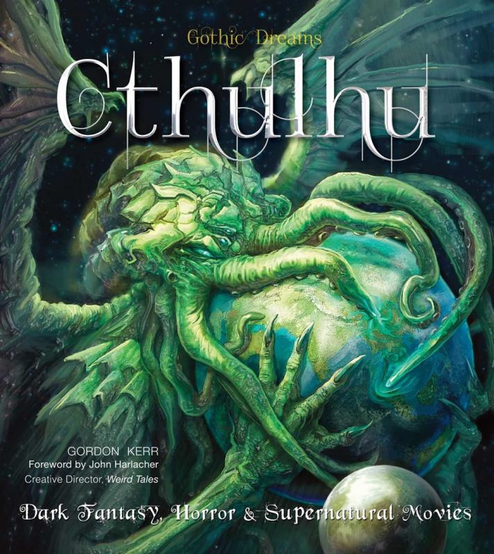 Cover with drawing of Cthulhu as a green monster devouring the planet