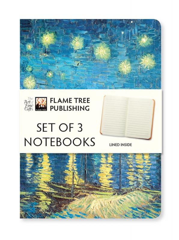 Photo of mini notebooks showing a Van Gogh cover and wrap.