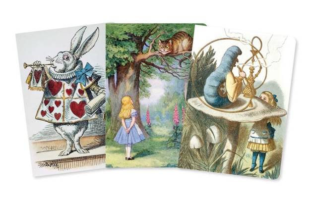 Wider angle photograph of three notebook covers.